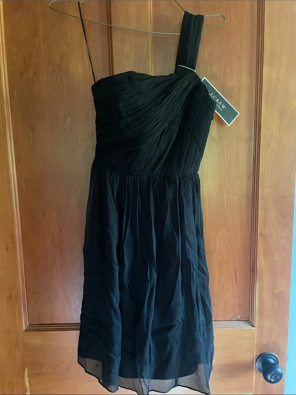 J. Crew Black One-Shoulder Chiffon Cocktail Dress